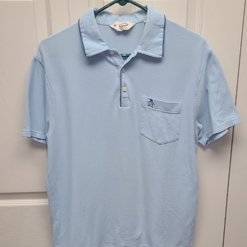 Original Penguin Pale Blue Chest Pocket With Penguin Logo Polo M